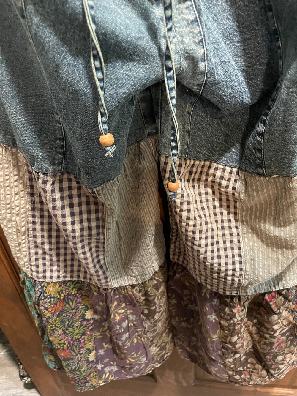 Young Threads Bohemian Patchwork Wide-Leg Jeans in Denim Blue - Picture 4 of 10
